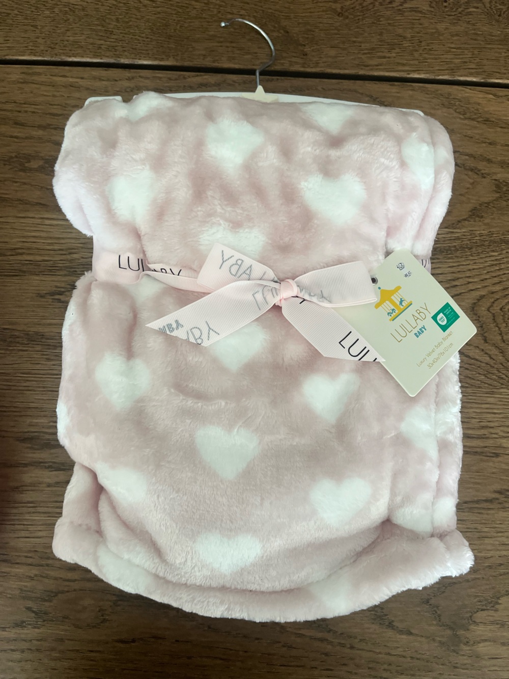Lullaby Baby Plush Pink Heart Blanket
